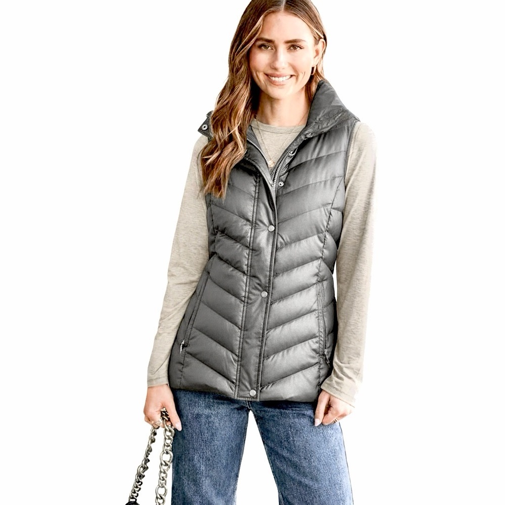 Eddie Bauer Sun Valley Grey/Silver Quilted Puffer Vest